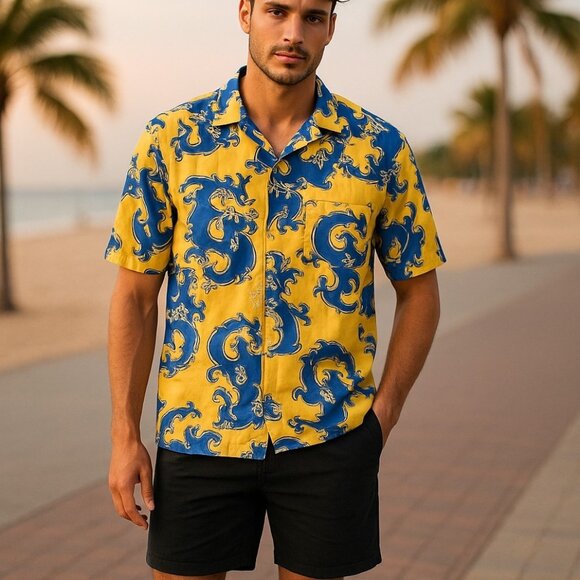 Vintage Other - VINTAGE PACO Chinese Dragons Hawaiian Shirt M L Oversized Single Stitch Punk